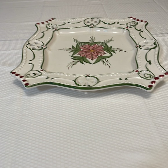 Hand Painted Poinsettia Christmas Platter - Picture 3 of 6